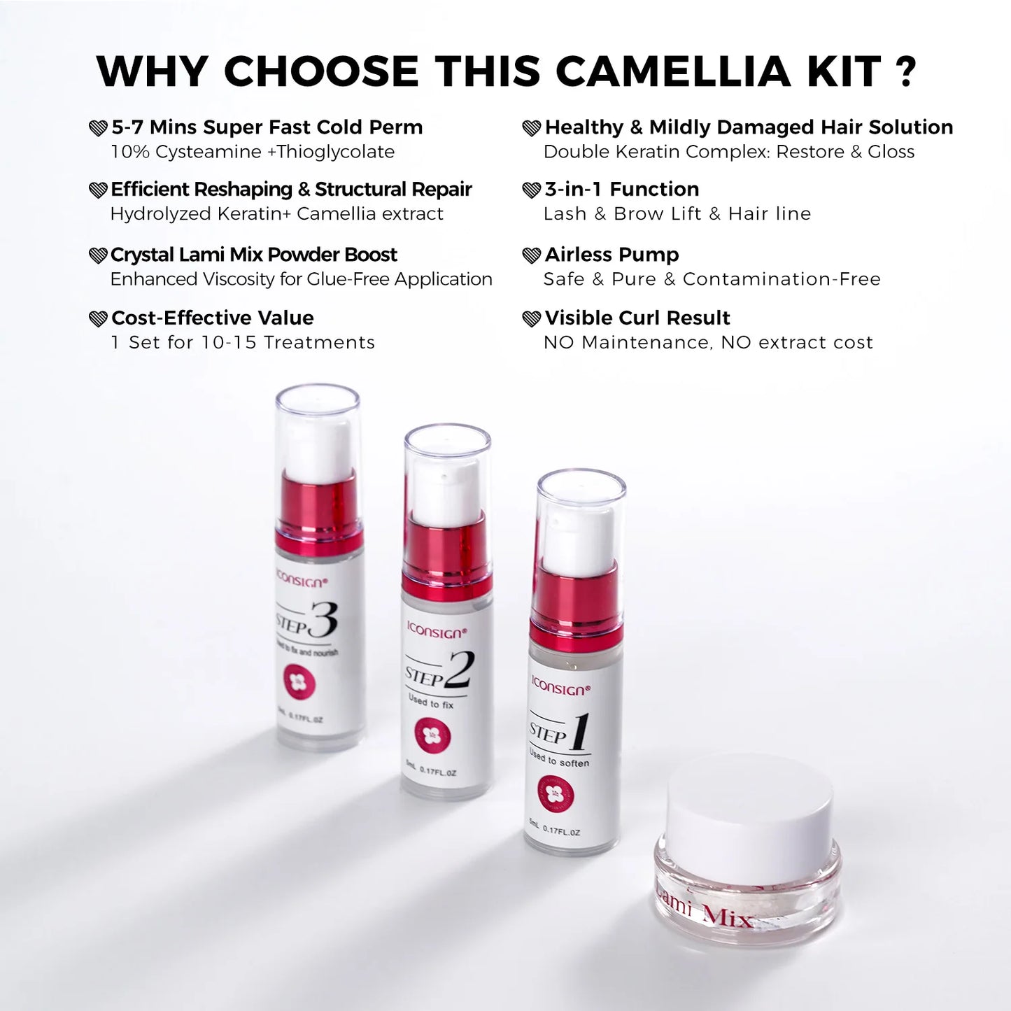 ICONSIGN Camellia Fast Lift Kit 5 To 8 Minutes Perm Makeup Cosmetics Full Set