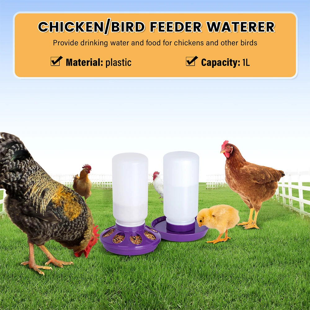 1L Chicken Feeder Bucket Water Fountain Automatic Chick Drinker Bucket Drinking Quail Drinking Bird Equipment Waterer Raise Tool