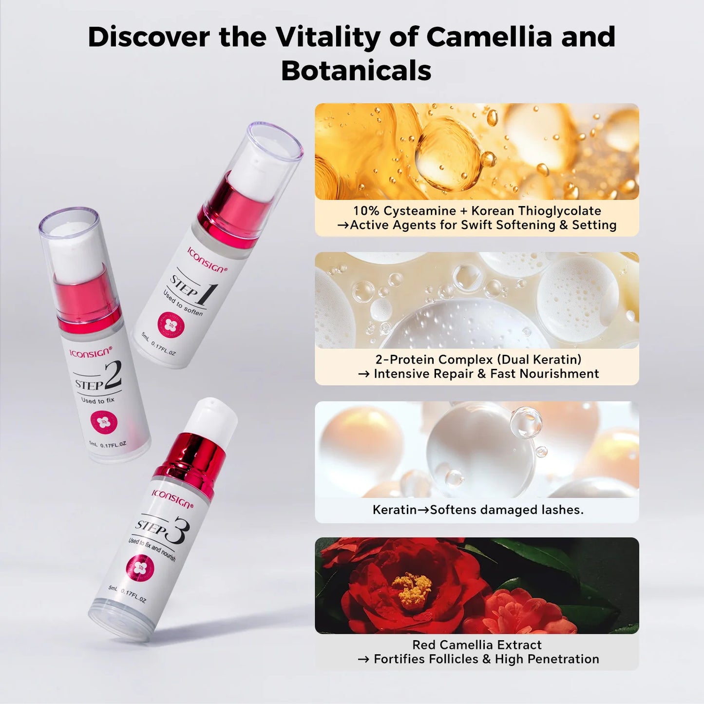 ICONSIGN Camellia Fast Lift Kit 5 To 8 Minutes Perm Makeup Cosmetics Full Set