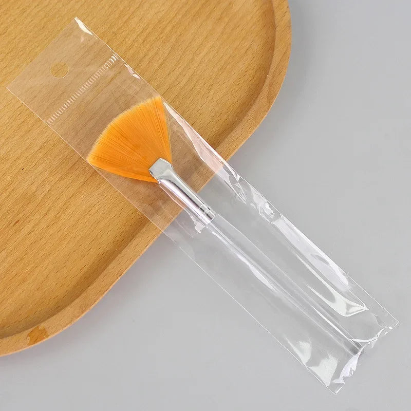 HSHBO 5pcs Fan Brushes Facial Brushes Soft Makeup Brush Cosmetic Applicator Tools Wooden Handle and Soft Fiber for Peel Mask