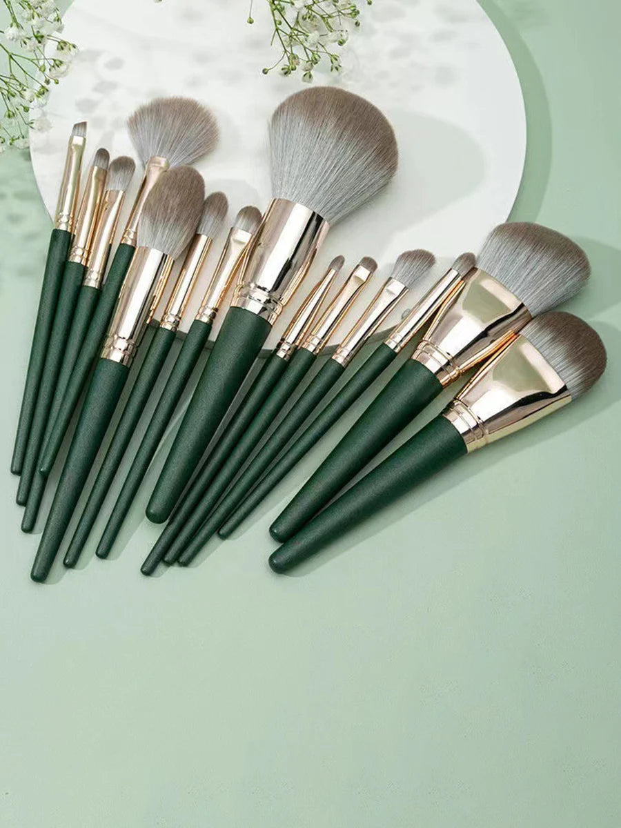 14pcs Pro Easy to Clean, Makeup Brush Set - Soft Cruelty-Free, Foundation Blush Eyeshadow Eyeliner Facial Beauty Cosmetic Tool