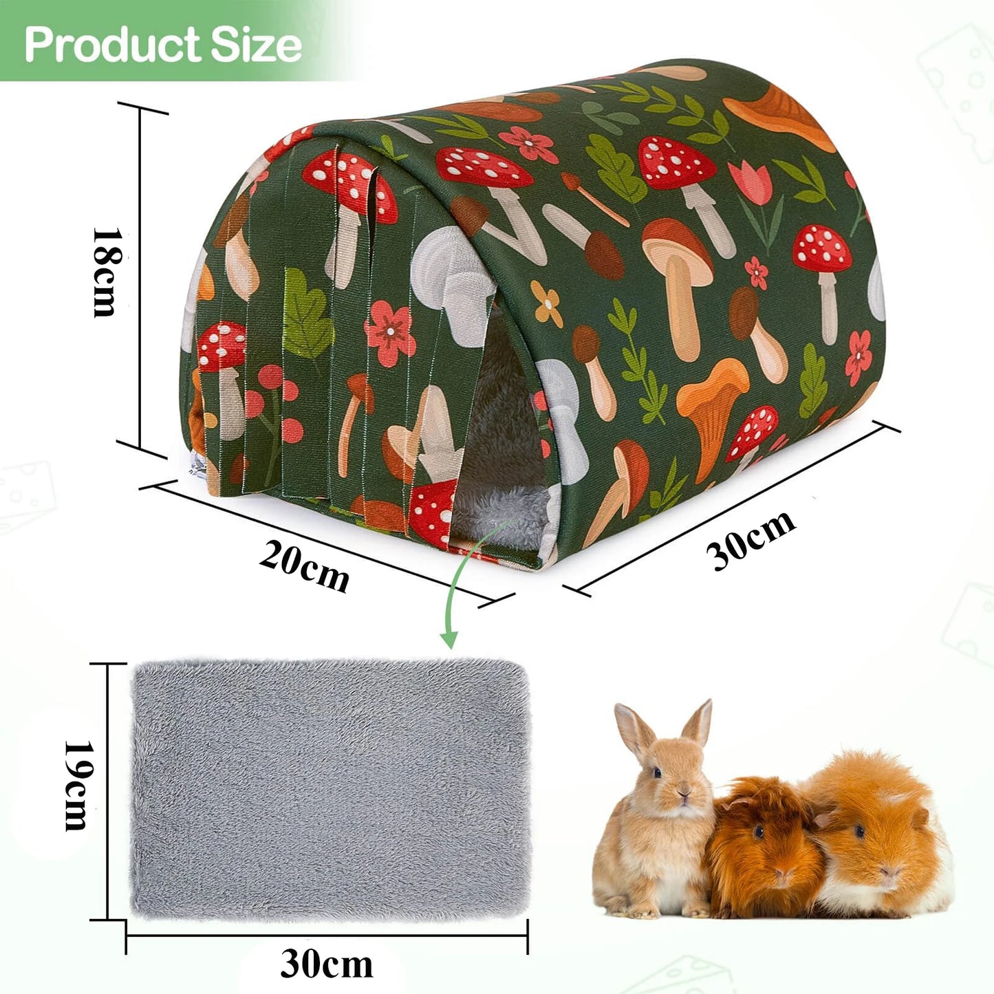 Guinea Pig Tunnel Bed with Curtains Hamster Hideout House Washable for Small Animals Accessories for Hamster Chinchilla Bunny