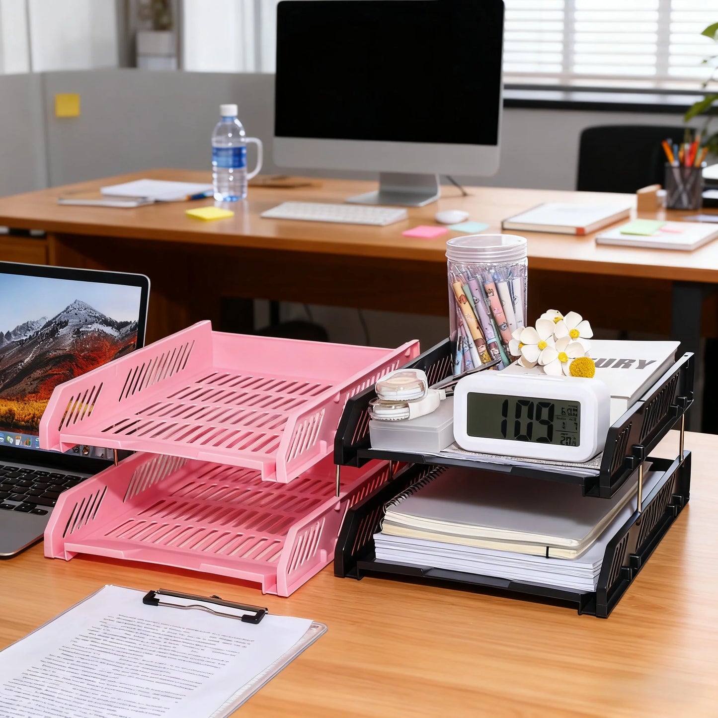 File Holder, File Tray, Desktop File Rack, Multi-Layer Storage Combination Book and Newspaper Rack