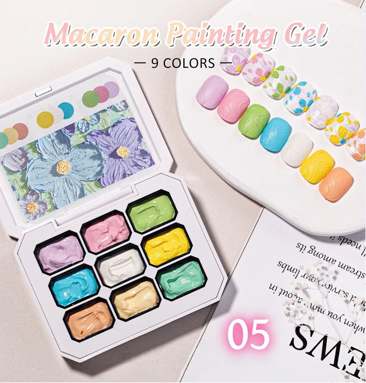 9-Color  Macaron Series Oil Painting Gel, Nail Art Gel, Shiny Bright Colors, High-Saturation Cream Texture Strong Gel, Durable