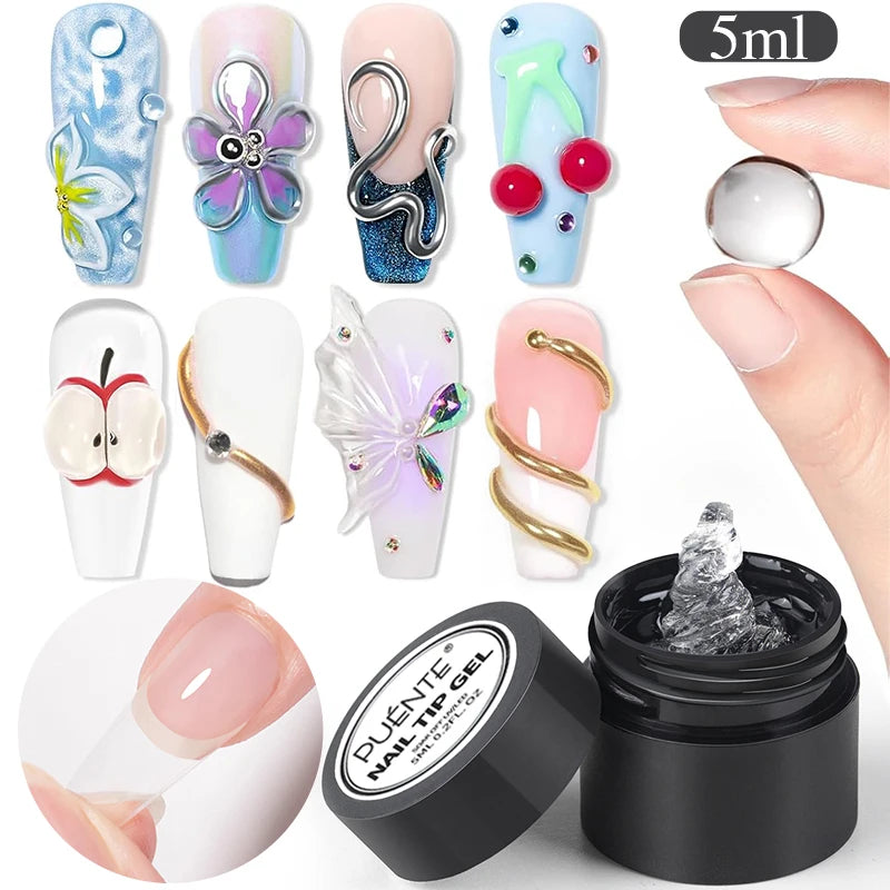 PUENTE Super Diamond Gel Glue No Wipe Strong Adhesive Diamond Sticky Gel Transparent 3D Nail Art UV Gel Polish Nail Decoration