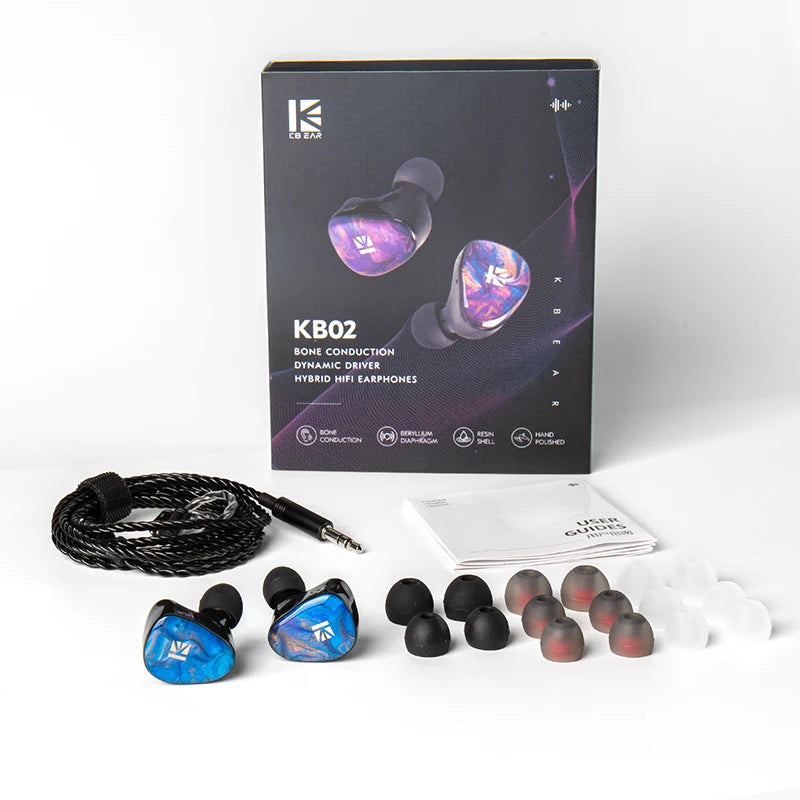 KBEAR KB02 Bone Conduction Dynamic Driver Wired Headphones 3D Printed Resin Cavity IEM Earphones For Vocal And Rhythmic Music