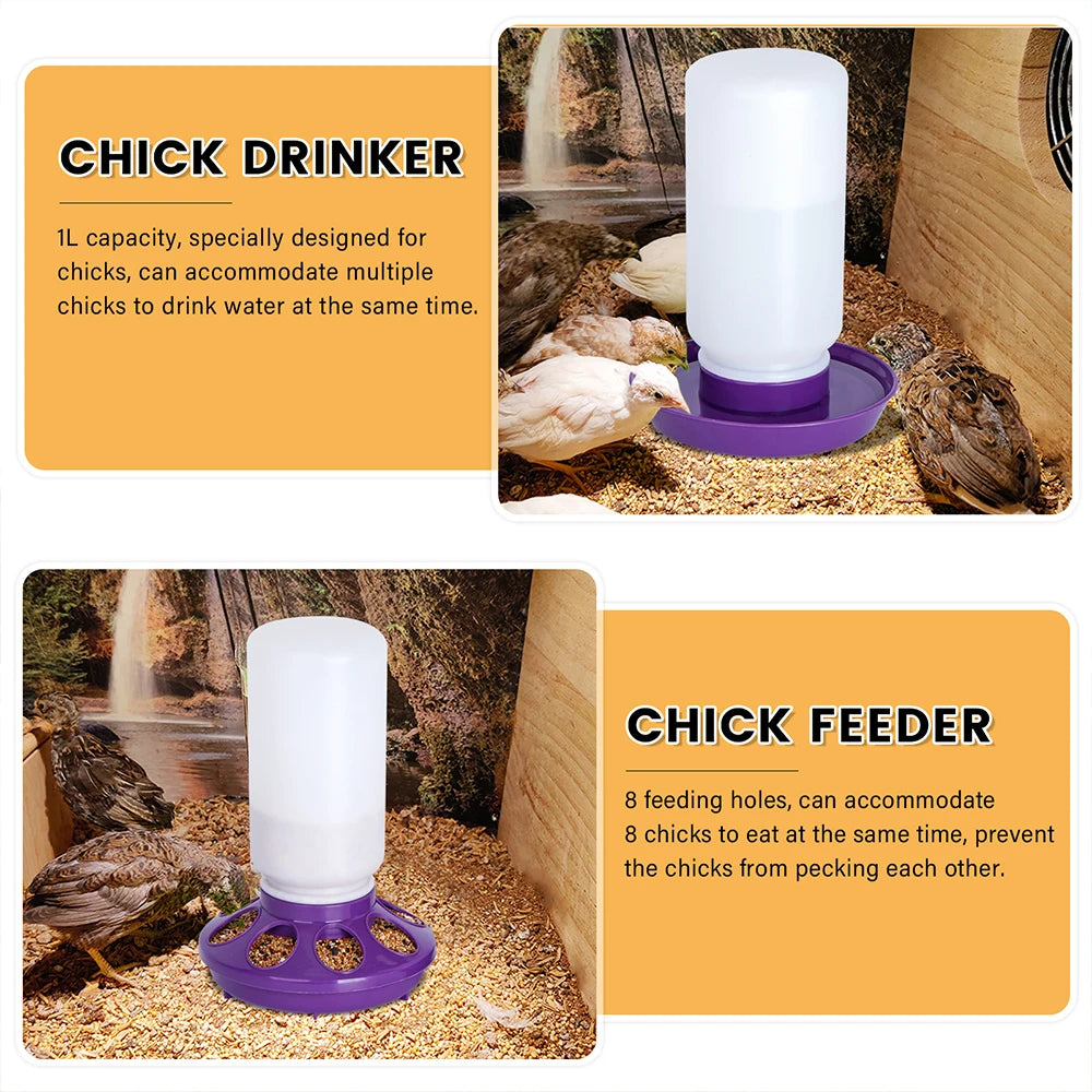 1L Chicken Feeder Bucket Water Fountain Automatic Chick Drinker Bucket Drinking Quail Drinking Bird Equipment Waterer Raise Tool