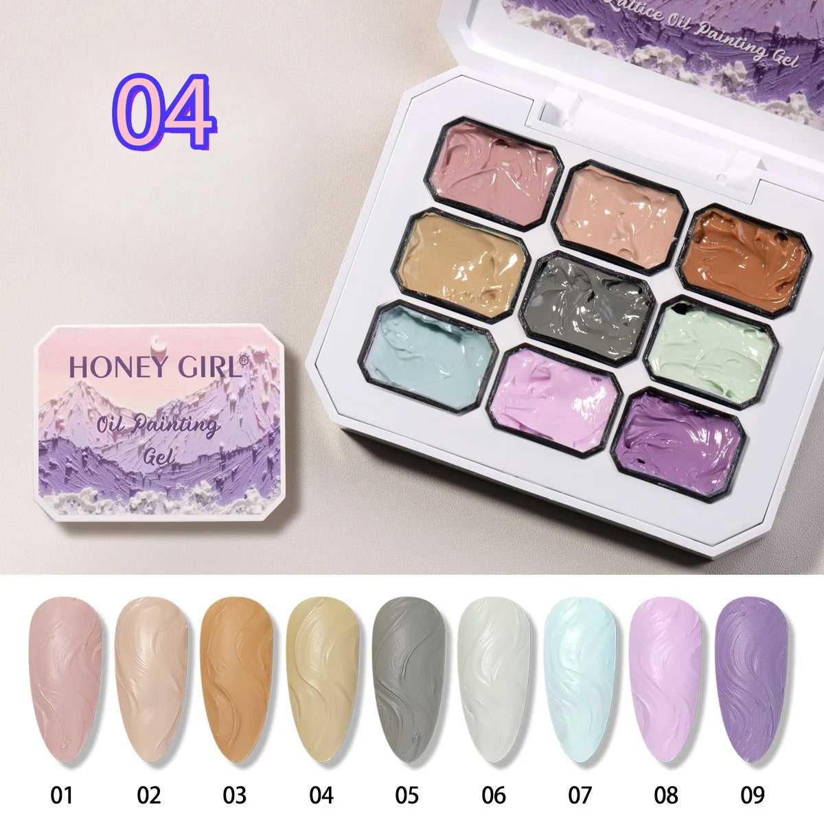 9-Color  Macaron Series Oil Painting Gel, Nail Art Gel, Shiny Bright Colors, High-Saturation Cream Texture Strong Gel, Durable