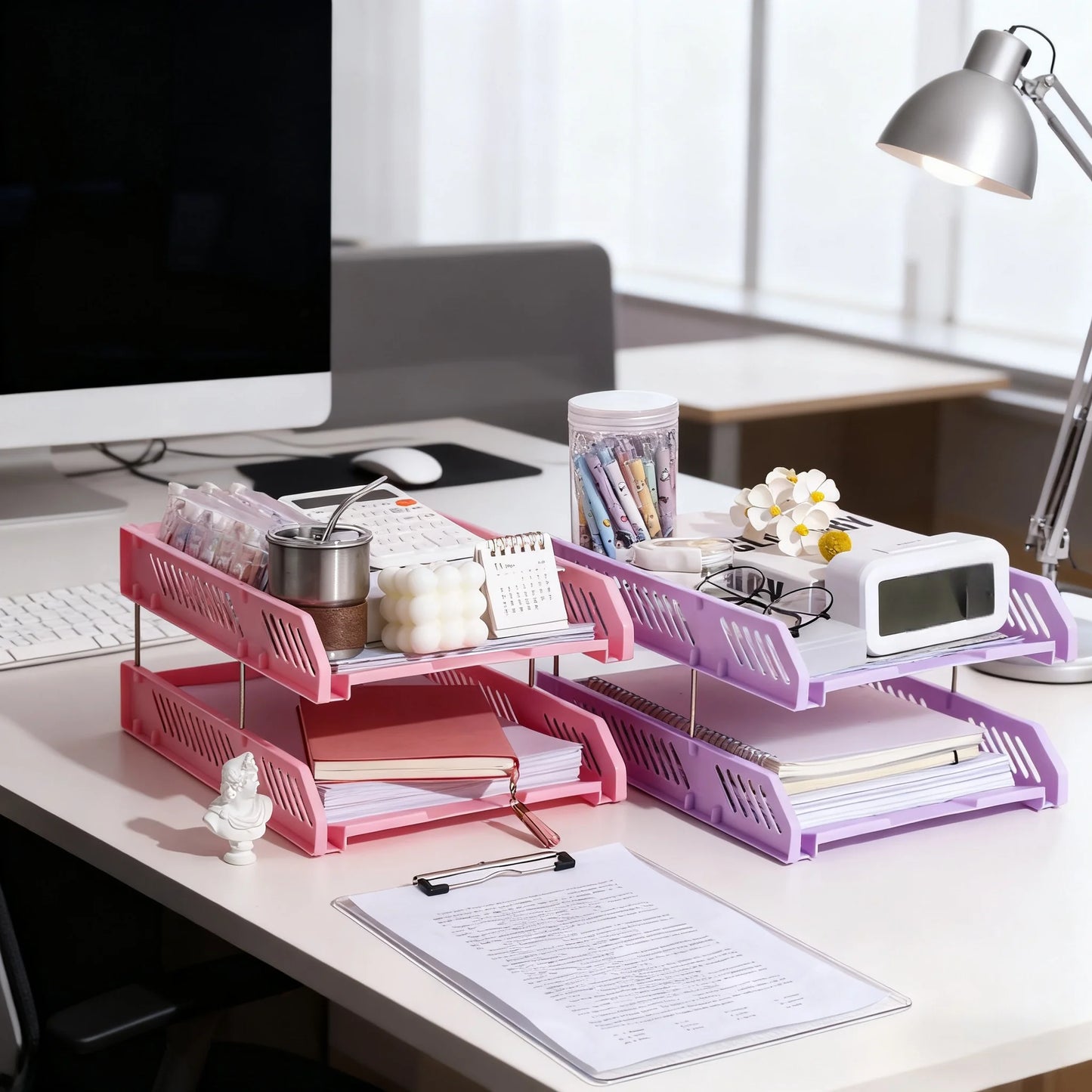 File Holder, File Tray, Desktop File Rack, Multi-Layer Storage Combination Book and Newspaper Rack