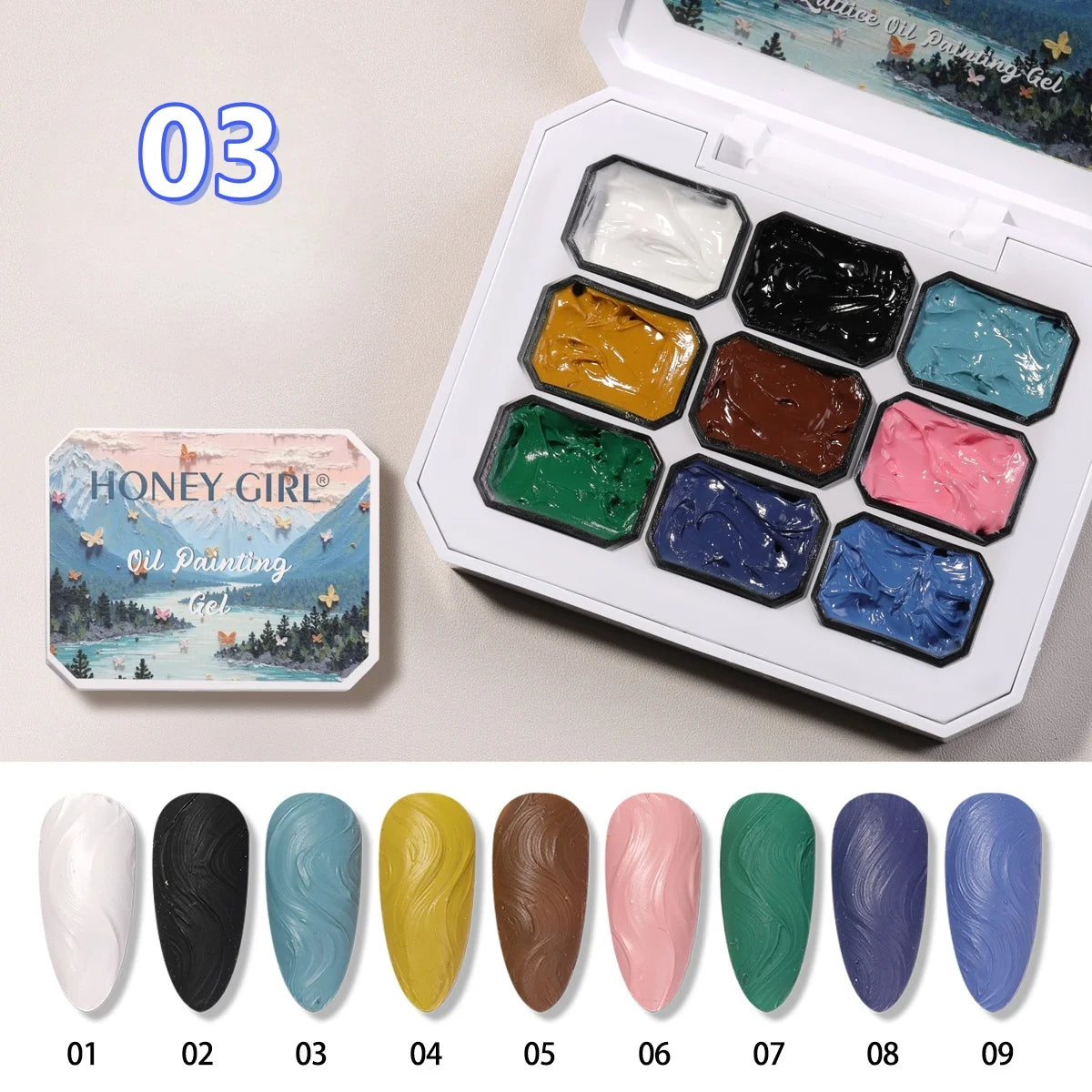 9-Color  Macaron Series Oil Painting Gel, Nail Art Gel, Shiny Bright Colors, High-Saturation Cream Texture Strong Gel, Durable