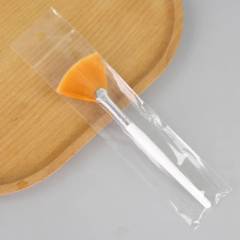 HSHBO 5pcs Fan Brushes Facial Brushes Soft Makeup Brush Cosmetic Applicator Tools Wooden Handle and Soft Fiber for Peel Mask