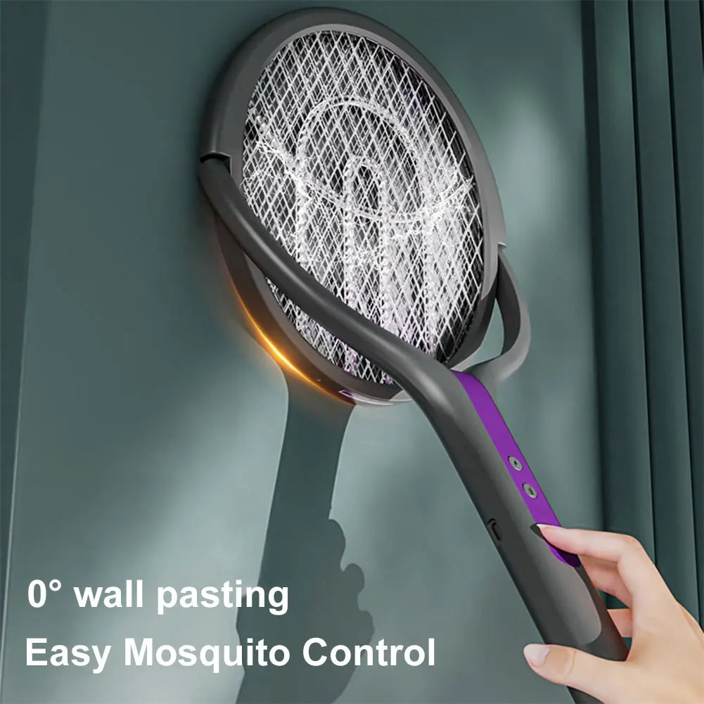 NEW USB Electric Fly Swatter Extendable Mosquito Swatter with Rotating Head 2 in 1 Mosquito Trap Light for Camping Home Garden