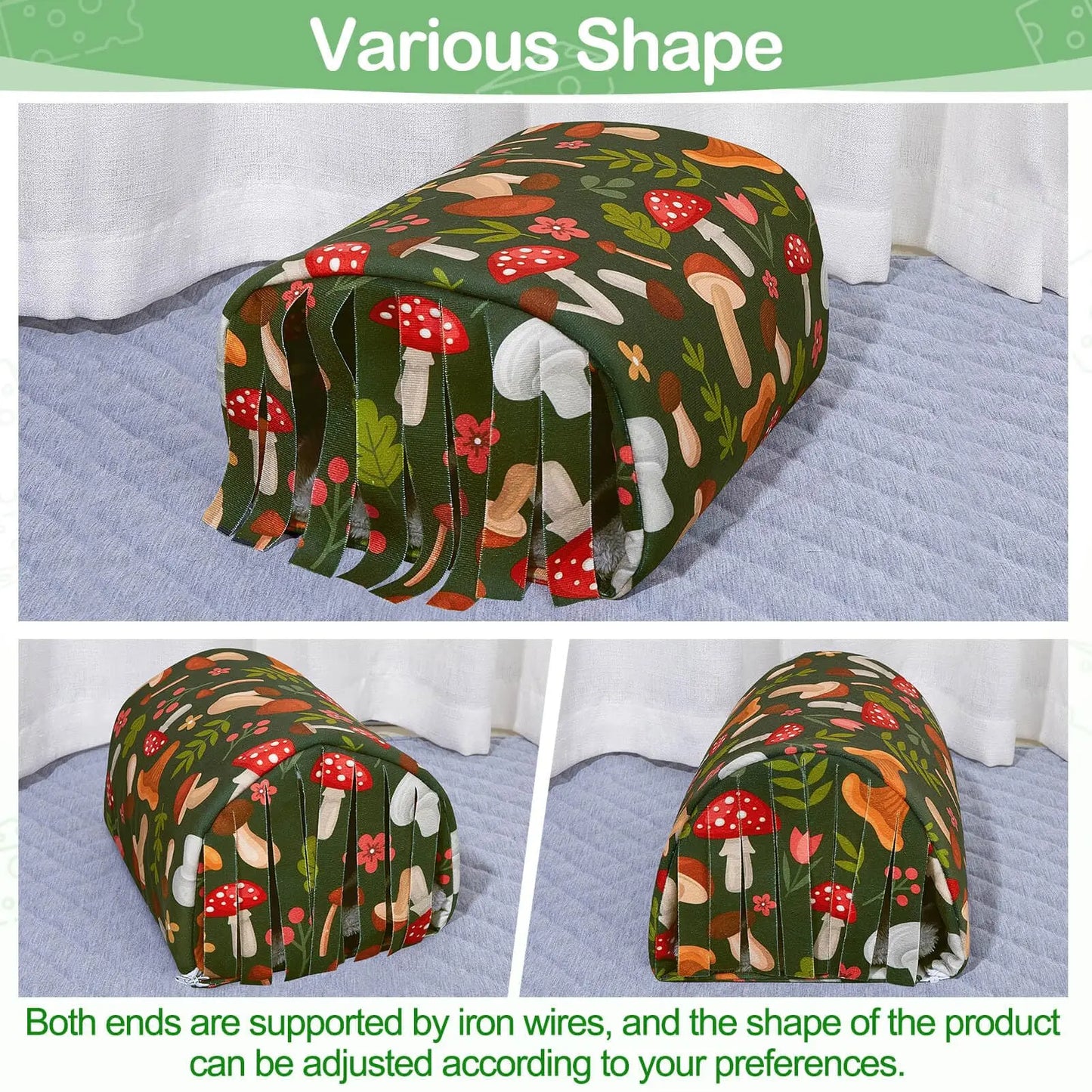 Guinea Pig Tunnel Bed with Curtains Hamster Hideout House Washable for Small Animals Accessories for Hamster Chinchilla Bunny