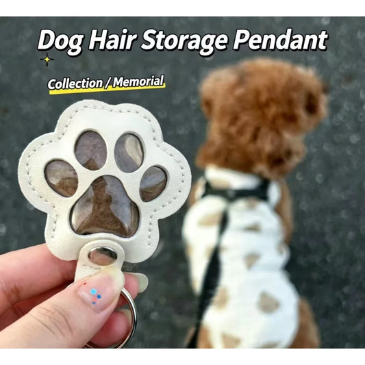 Dog Hair Collector Keychain Leather Pet Memorial Keepsake for Dogs and Cats, Fur Storage Pendant Charm Gift Keychain