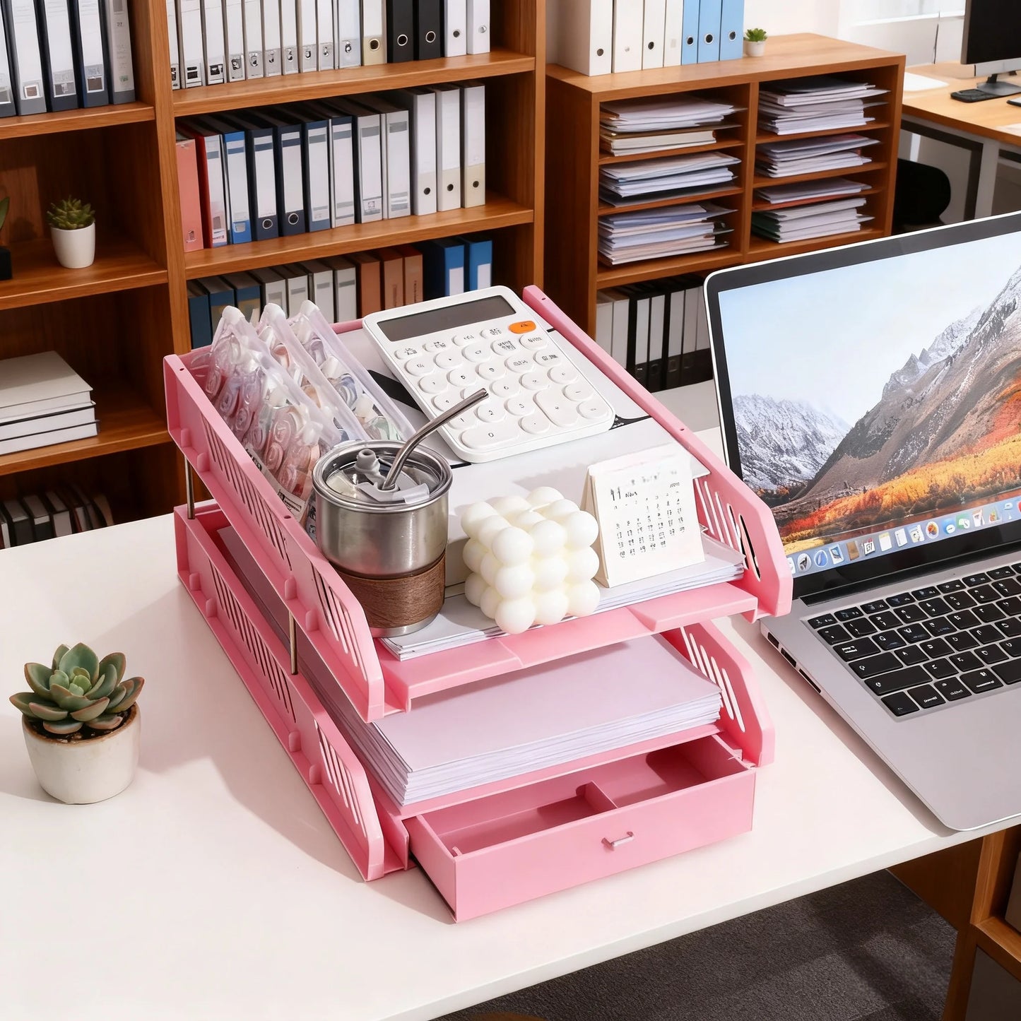 File Holder, File Tray, Desktop File Rack, Multi-Layer Storage Combination Book and Newspaper Rack