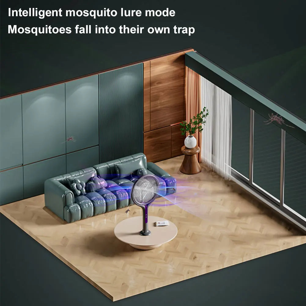 NEW USB Electric Fly Swatter Extendable Mosquito Swatter with Rotating Head 2 in 1 Mosquito Trap Light for Camping Home Garden