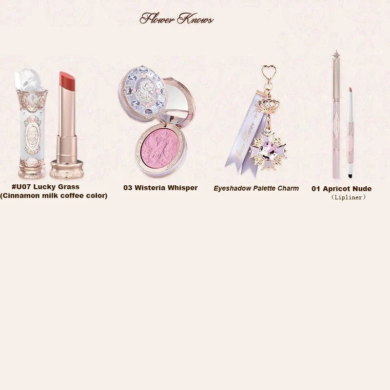 Flower Knows Strawberry Rococo Series Makeup Set Glitter Matte Eyeshadow Palette Blusher Power Velvet Lipstick Kit Perfume Set