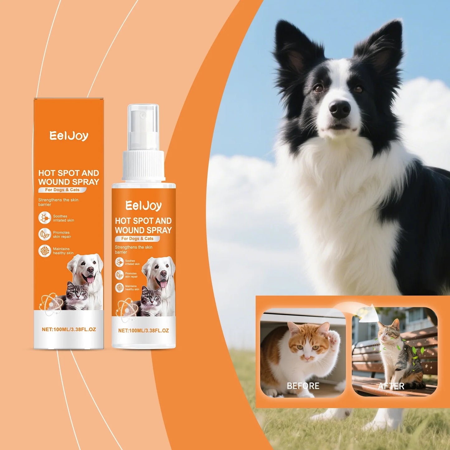 Eeljoy Centella Pet Skin Care Spray Deep Cleans For Dog Cat Mite Removal Health Supplie Travel Size Portable Pet Cleansing Spray