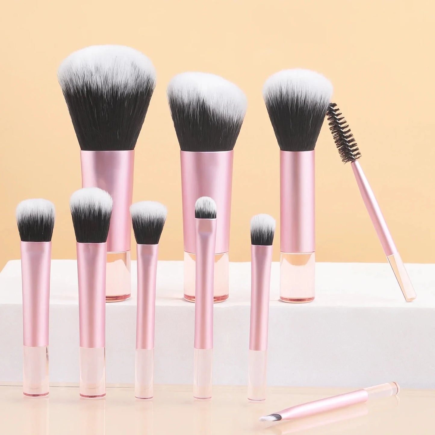 10pcs Makeup Brush Sets,Plastic mini with bag multifunctional Makeup Brush at home or On-the-Go Brush Professional Makeup tool